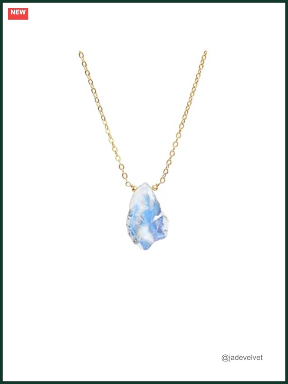 Rainbow Moonstone Pendant Necklace June Birthstone Handmade Gold Plated 18 Inch